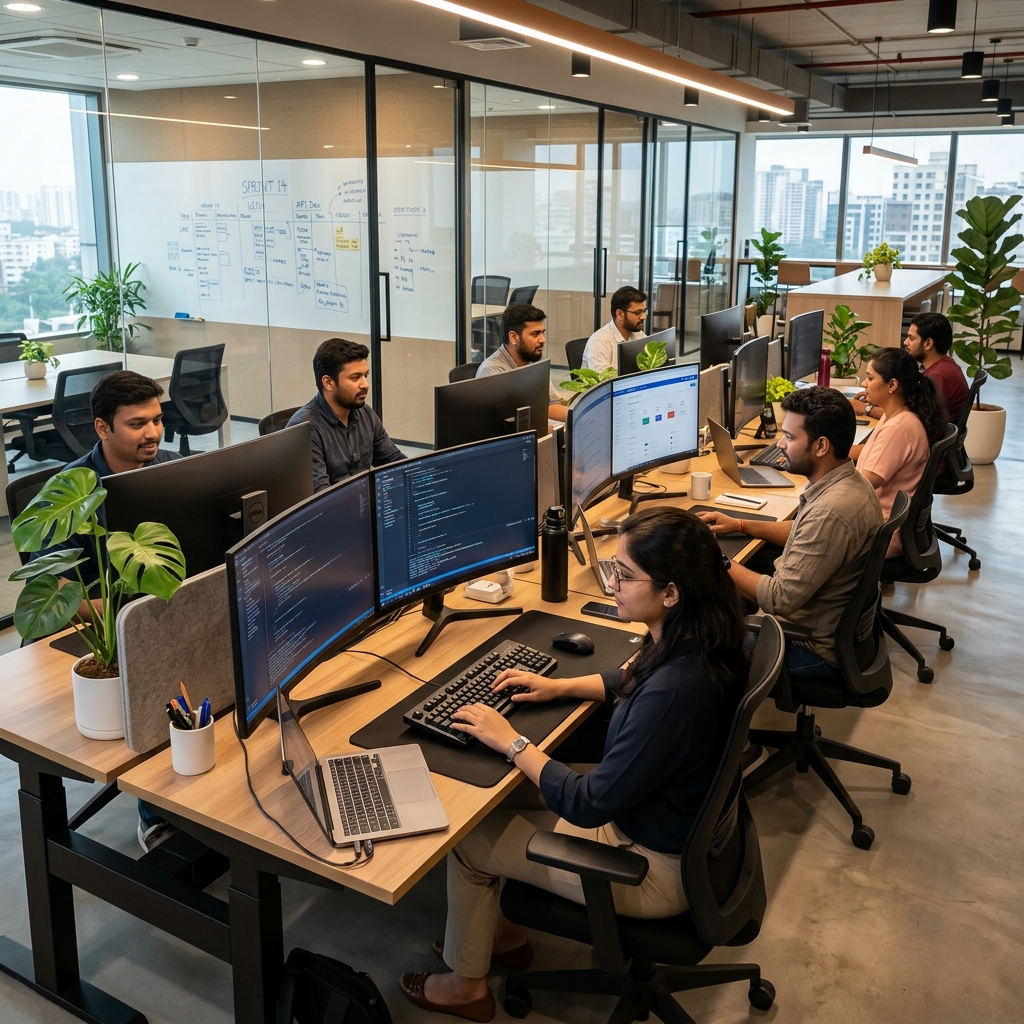 Dev India IT Services office in Varanasi - our development team workspace